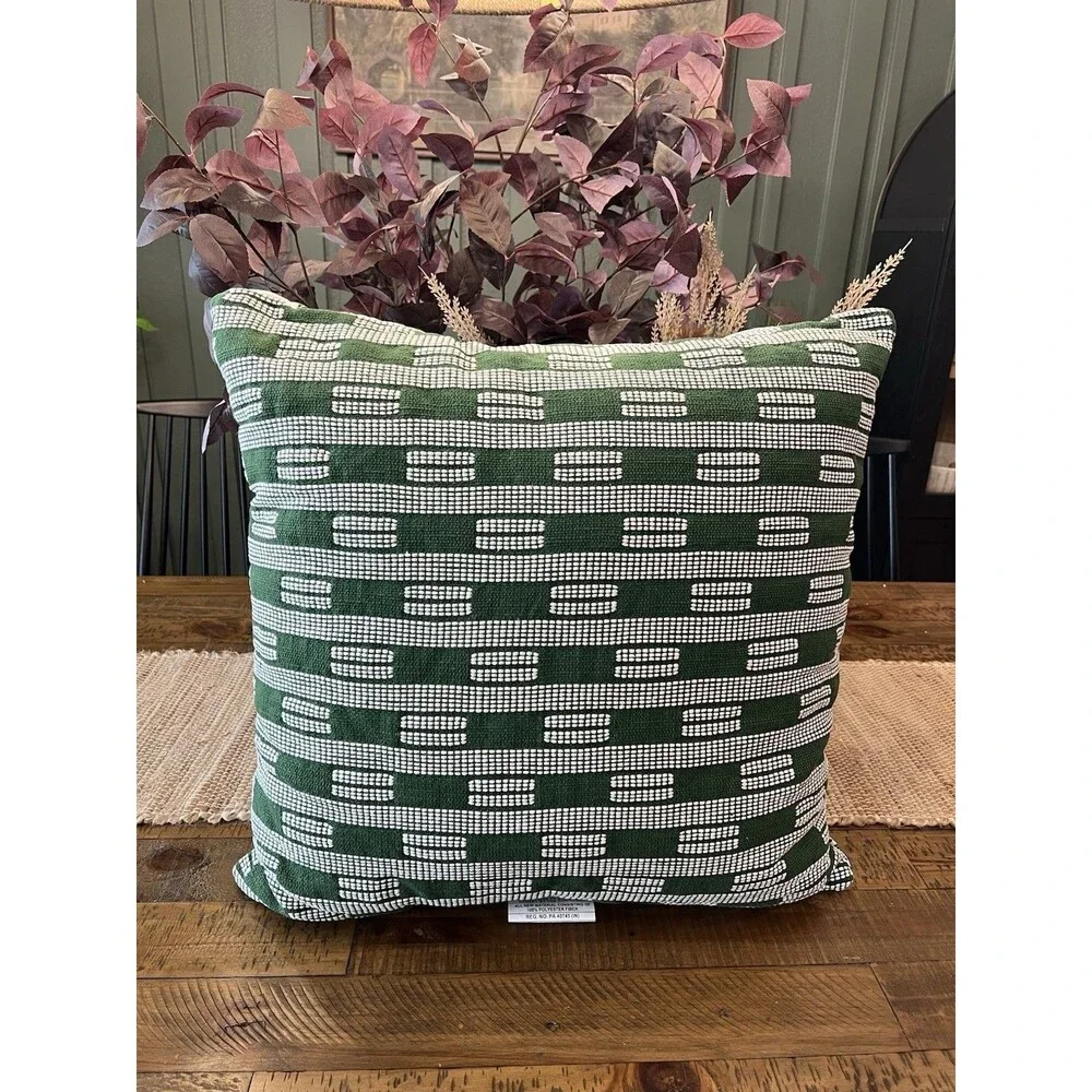 Oversized Dash Square Throw Pillow Ivory/Green - Threshold: 24